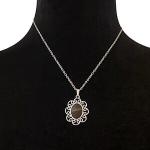 Vintage Sarah Coventry Pendant Necklace Silver Tone 18 Inch Length